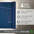 Gaiam - Tapete de yoga con estampado, antideslizante para ejercicio y fitness para todo tipo de yoga, pilates y ejercicios en el suelo