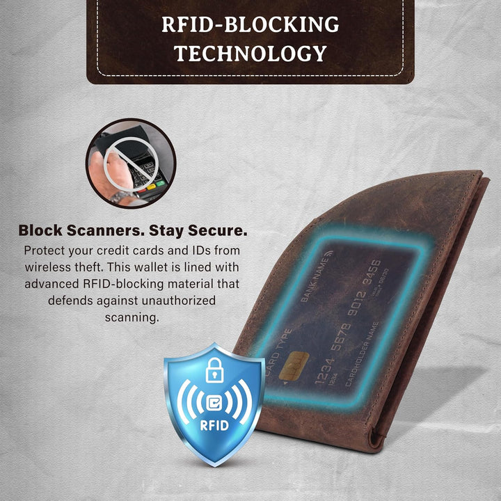 ROGUE WALLET Cartera Curva para Bolsillo Frontal, Marrón desteñido