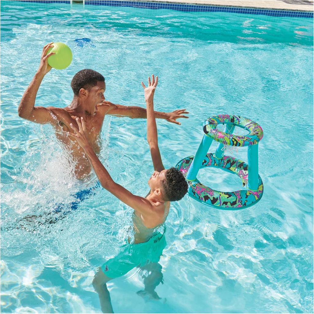 SwimWays Hydro Spring Hoops - Aro de baloncesto inflable, juego de baloncesto impermeable con aro y pelota, juegos al aire libre, juguetes acuáticos para edades de 5 años en adelante
