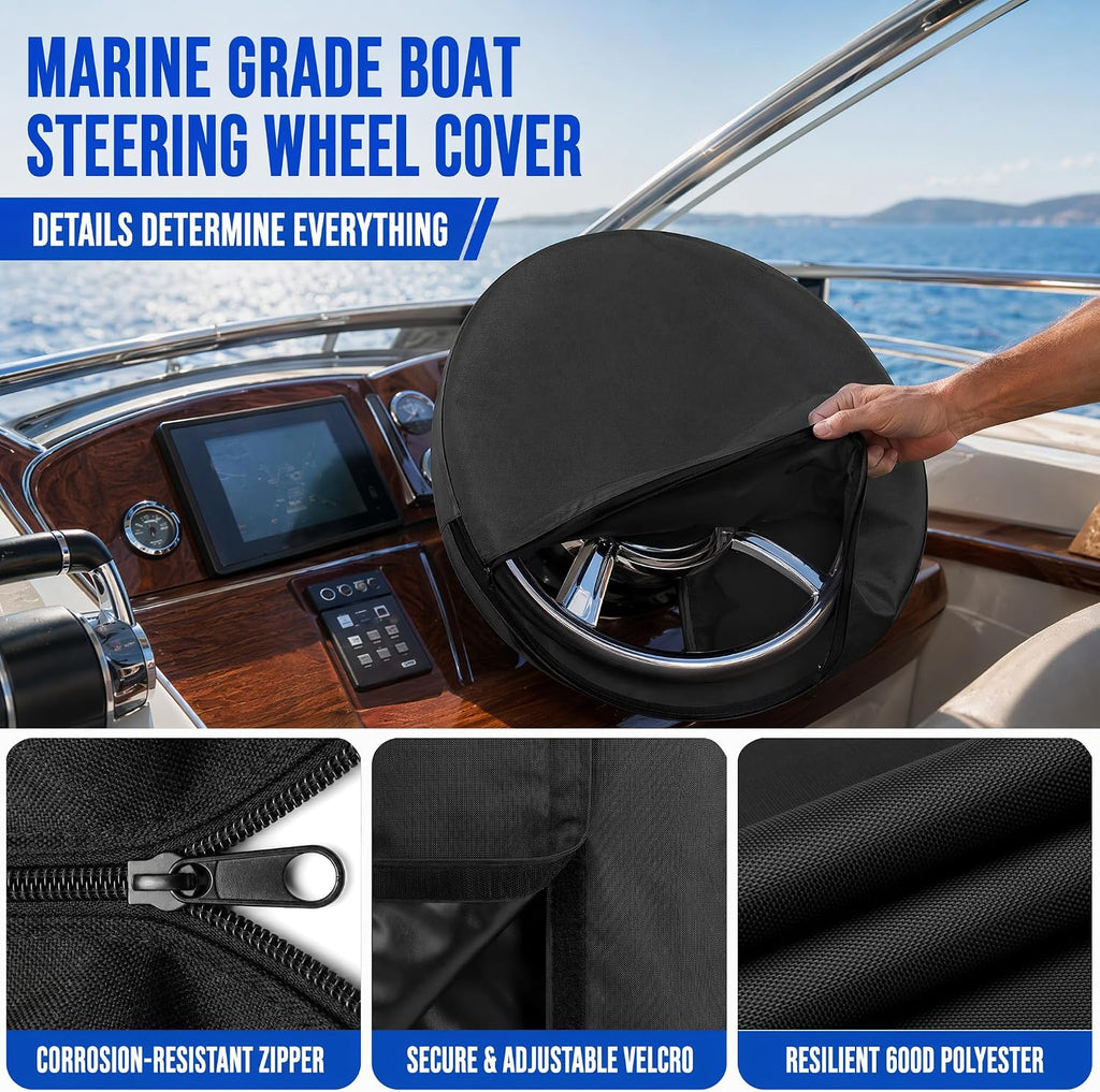 Funda para Volante de Barco, Impermeable 600D - Apto para Volantes de 13" a 22"