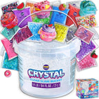 FunKidz - Juguete enorme de 4 libras para niños, cubo de slime transparente y cristalino de 64 onzas líquidas, regalo con 29 juegos de complementos, kit de slime jumbo para niñas y niños regalo de