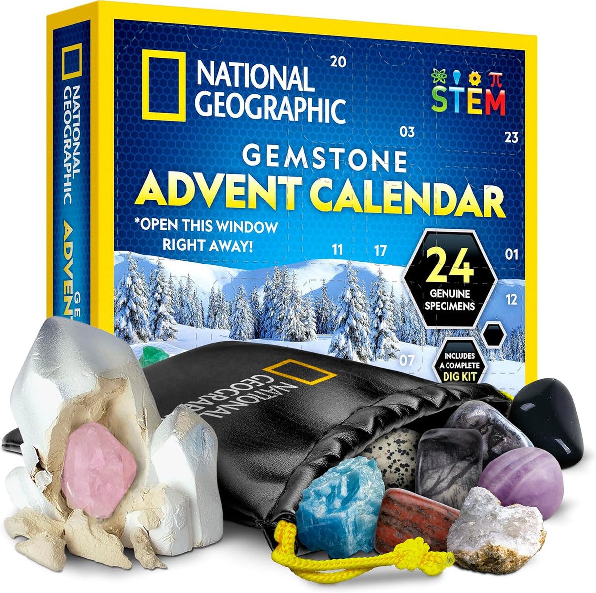 National Geographic 2026 Calendario de Adviento de Piedras Preciosas con 24 Gemas para Niños