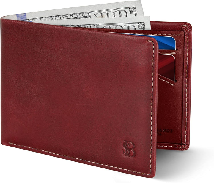 SERMAN BRANDS Mens Slim Bifold Wallet RFID Blocking Minimalist Fron...