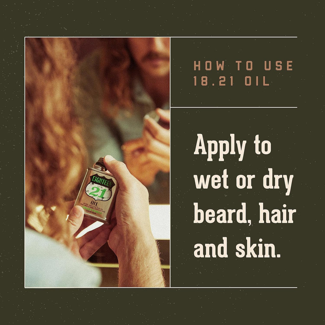 18.21 Man Made Aceite para cabello, piel y barba para hombres, 4 ar...