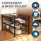 Simple Houseware Cajón organizador apilable de cesta deslizante, negro, 2 niveles