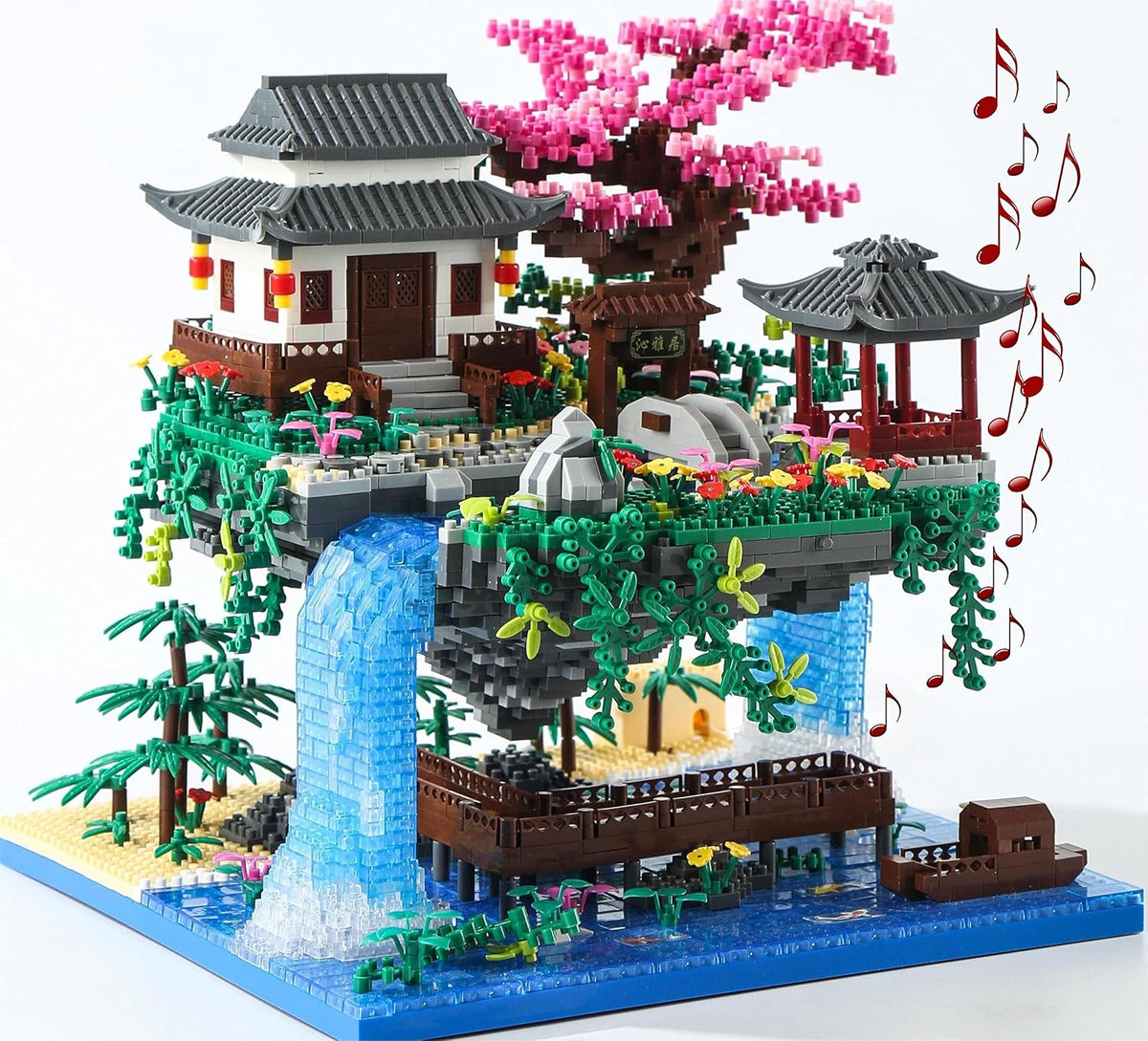 Yushinv Juego de construcción de árbol de cerezo con caja de regalo, casa de árbol de cerezo con música original (tipo: sinfonía), kit de construcción de luces de casa de árbol Sakura japonés, 3320 piezas, juego de construcción de bonsái de cerezo.