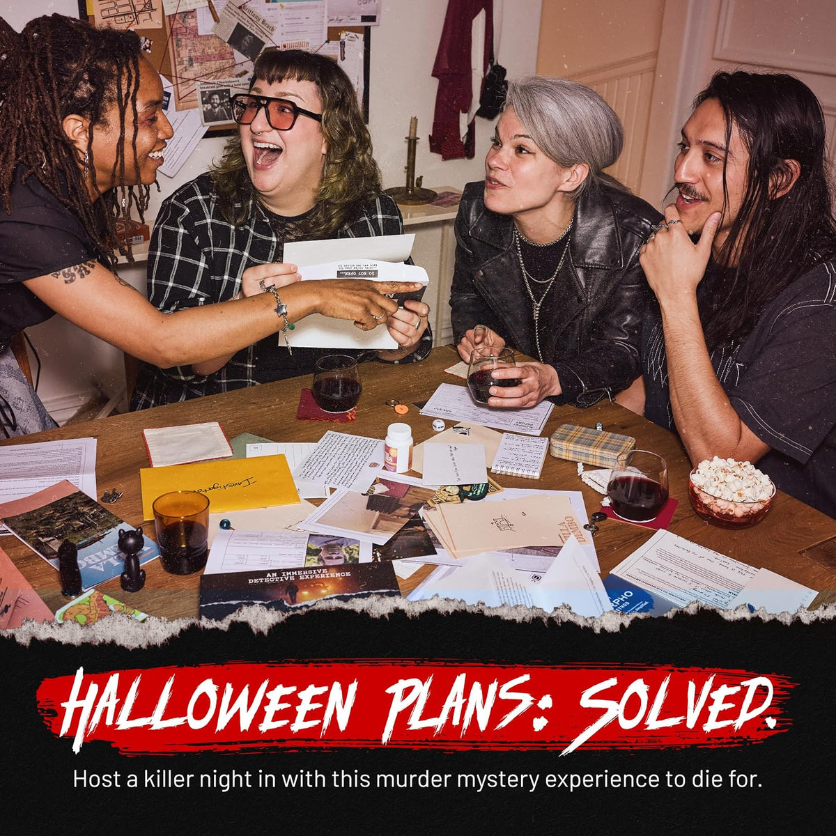 Hunt A Killer: Muerte en el bar, resuelve un asesinato en Old Scratch Tavern, juego de misterio de asesinato inmersivo, juega al detective en misterios sin resolver, gran regalo para fanáticos del