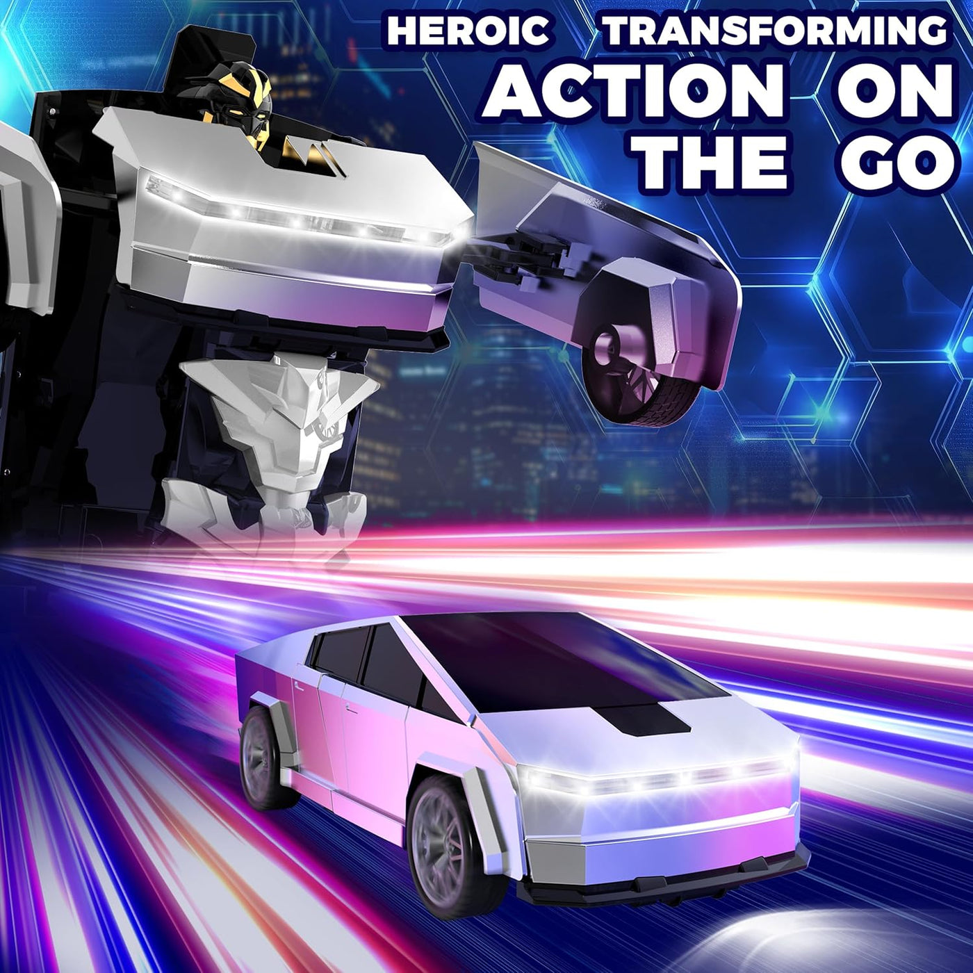 Transform RC Cyber Pickup Truck Car Robot Toy para niños, auto de c...