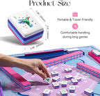 American Love Pink Mahjong Set - 160 azulejos acrílicos de alta calidad, diseño de corazón de 4 capas, 4 estantes y empujadores todo en uno, 100 fichas, 3 dados dorados