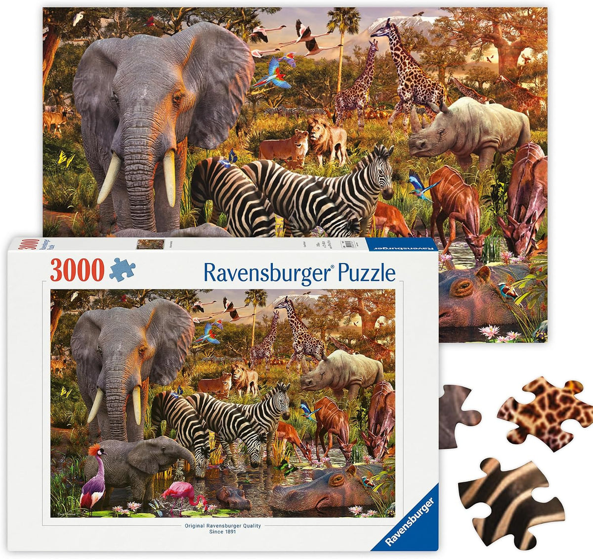 Rompecabezas de animaless africanos de 3000 piezas Ravensburger.