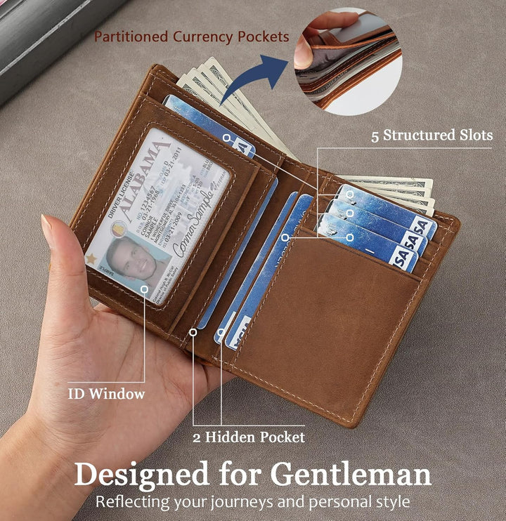 LnxLtw Billetera vertical plegable para hombre, diseño delgado de c...
