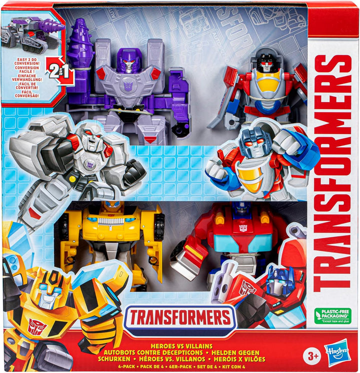 Juguetes Transformers Héroes vs Villanos Paquete de 4, Figuras de A...