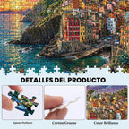Paquete de 4 rompecabezas de 500 piezas para adultos, rompecabezas de 500 piezas de Italia Cinque Terre Amalfi Coast para adultos, 500 piezas, Torre Eiffel de París, puente de Venecia, Rialto