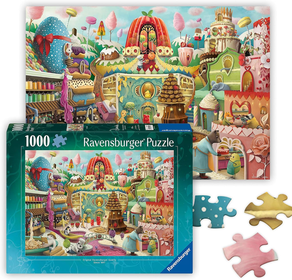 Ravensburger - Sweet Street - Rompecabezas de 1000 piezas - Animales atrevidos, brillantes y encantadores y golosinas increíbles - Imágenes atractivas - Enmarcable - Calidad premium - Rompecabezas