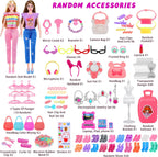 342 piezas de ropa y accesorios para muñecas con muñeca, vestidos de princesa, vestidos de moda, parte superior, pantalones, trajes de baño, zapatos, perchas y otros accesorios, juego de muñeca