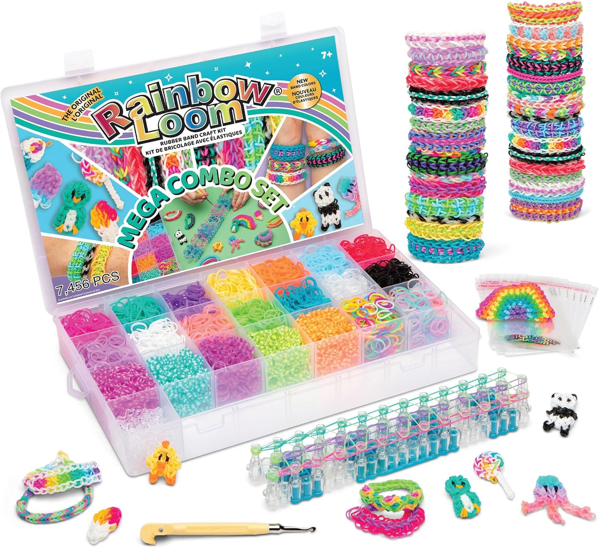 Rainbow Loom Juego combinado MEGA, cuenta con más de 7000 bandas de goma
