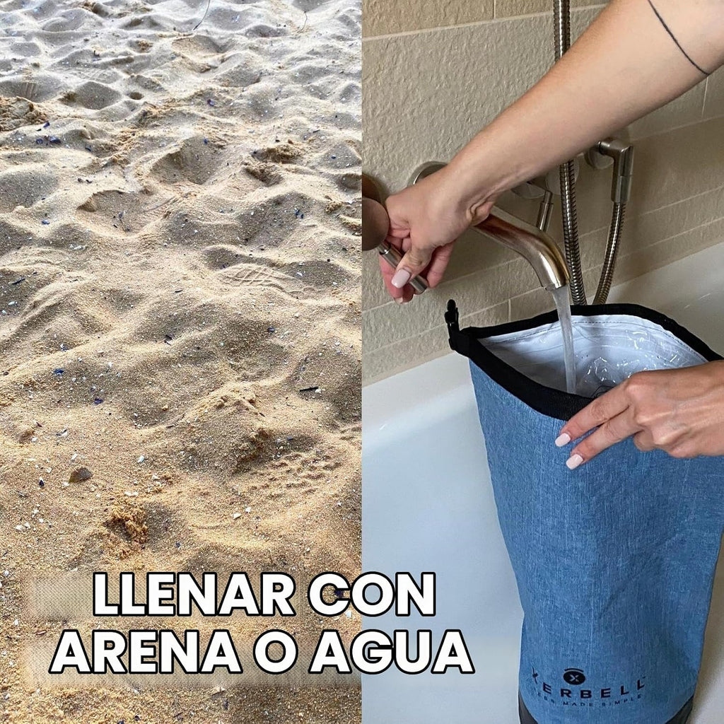 Pesa rusa plegable y ajustable de 4.4 a 30.9 lbs (2-14 kg) - pesa rusa de agua y saco de arena - Entrenamiento versátil con saco de arena y bolsa de peso - Equipo de entrenamiento de fuerza