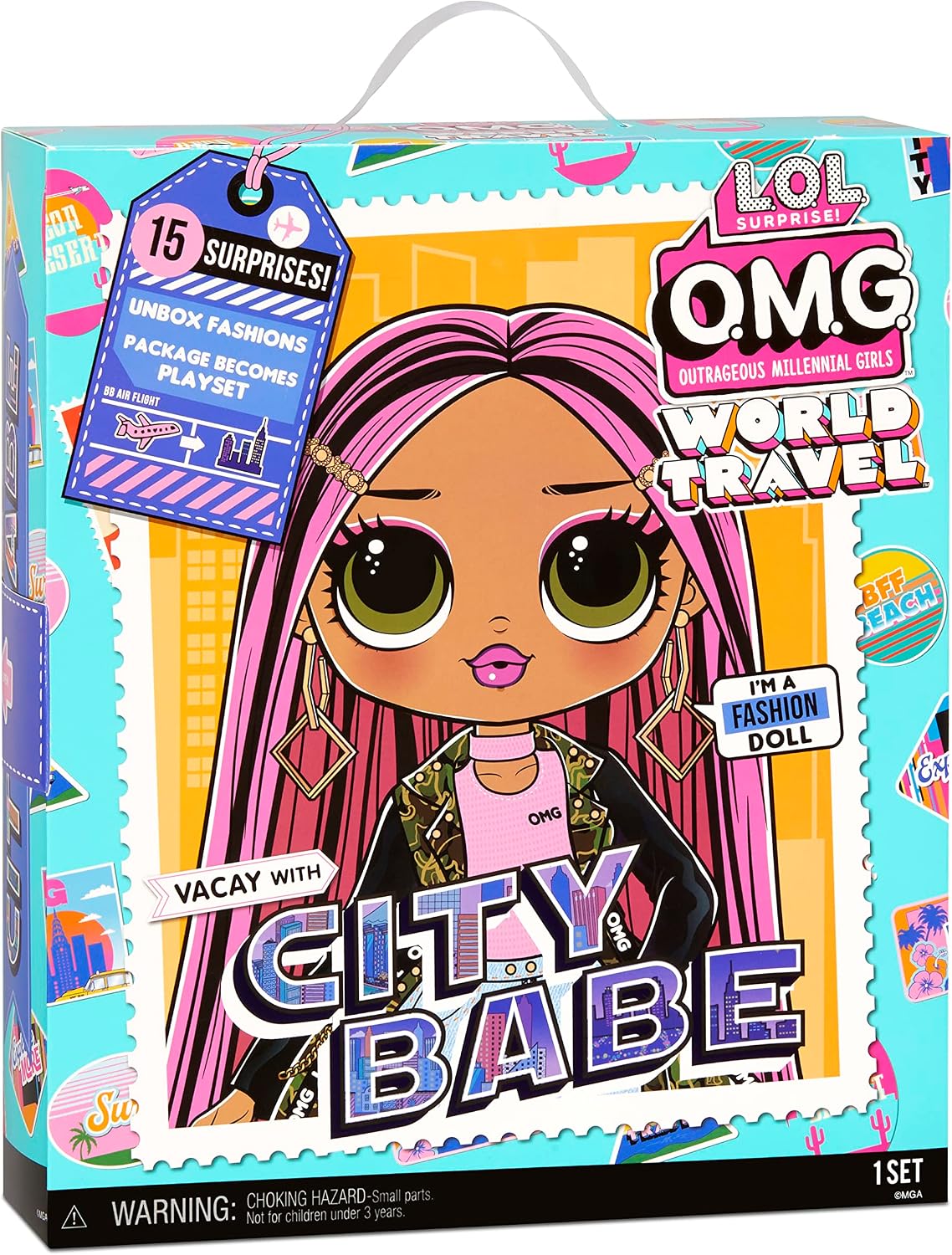 L.O.L. Surprise! OMG World Travel™ City Babe - Muñeca de moda con 15 sorpresas, incluyendo atuendo, accesorios de viaje y juego reutilizable, gran regalo para niñas a partir de 4 años