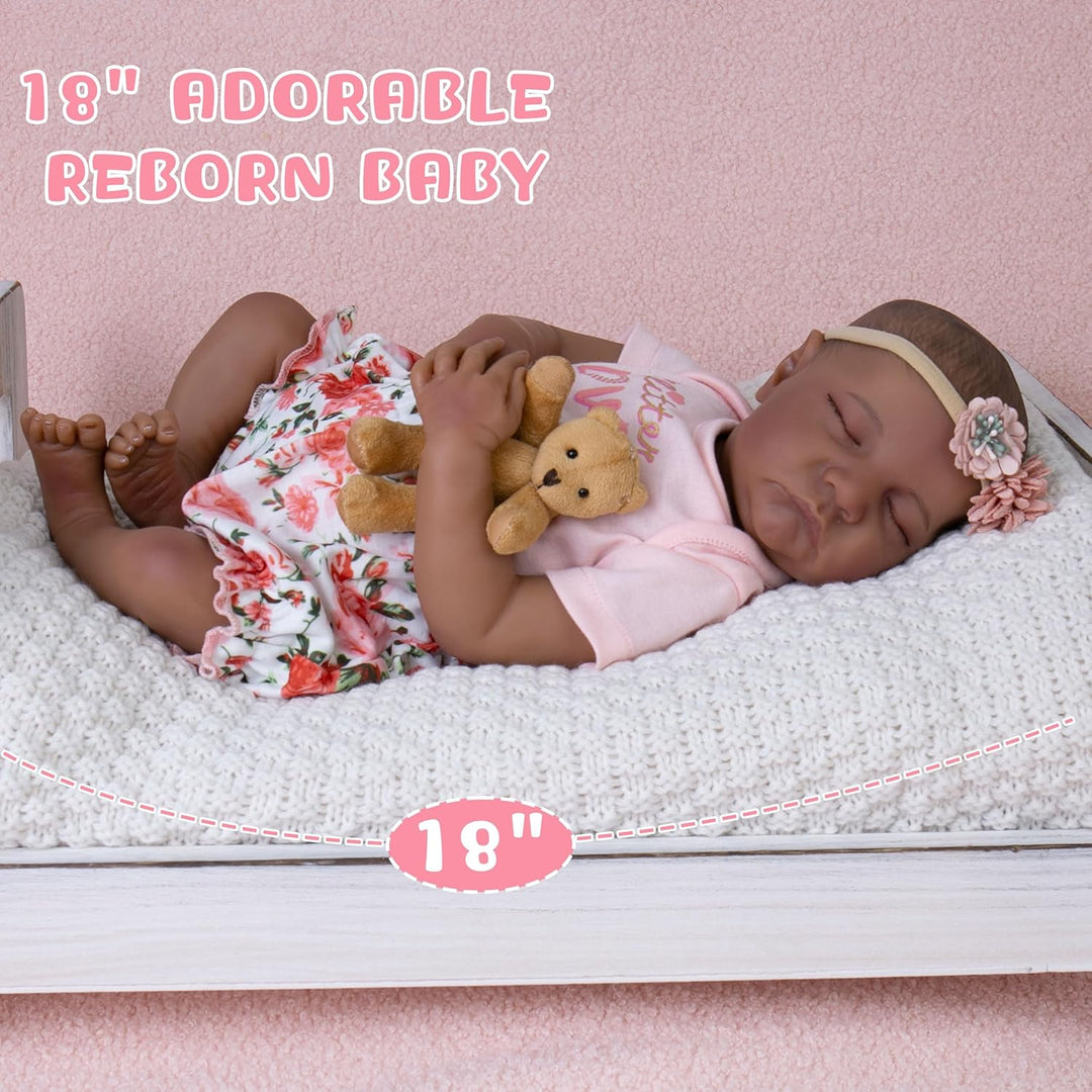 Milidool Muñecas de bebé Reborn negras realistas de 18 pulgadas, mu...