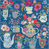 Galison Tazas de té en maceta, rompecabezas de 500 piezas de papel de aluminio con hermosas ilustraciones de tazas de té en maceta con fondo floral
