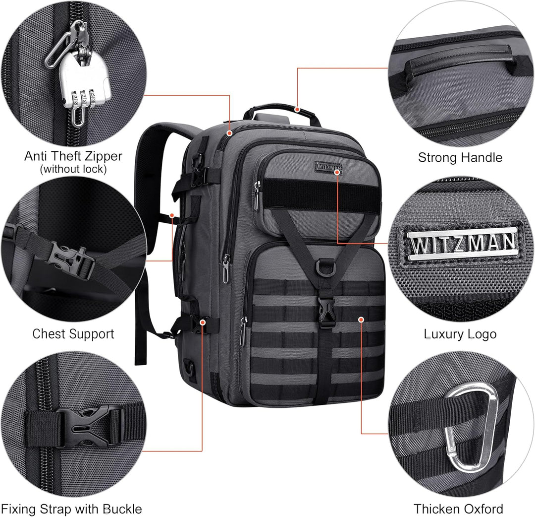 WITZMAN - Mochila de viaje para llevar a bordo para hombres, conver...