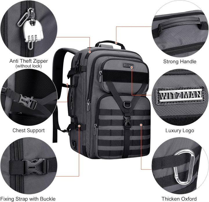 WITZMAN - Mochila de viaje para llevar a bordo para hombres, conver...