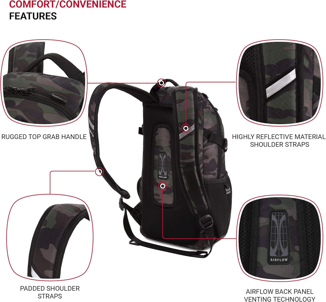 SwissGear 3598 - Mochila estrecha de día, Camuflaje\/Verde