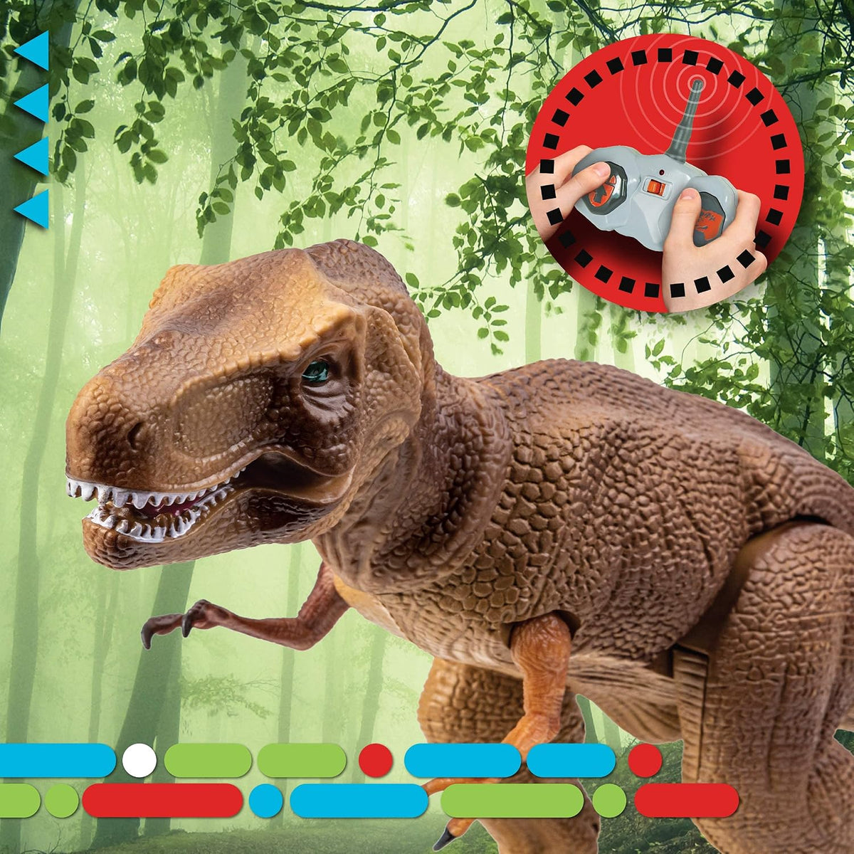 Discovery Dinosaurio T-Rex a control remoto, figura de acción realista Jurassic RC con piernas para caminar, sonidos rugientes, boca mordiente, juguetes de dinosaurio para niños, juguetes para niños, regalo de automóvil RC | Dinosaurio divertido para mayo