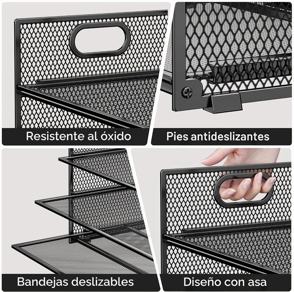 Organizador de papel de 6 niveles para escritorio con asa