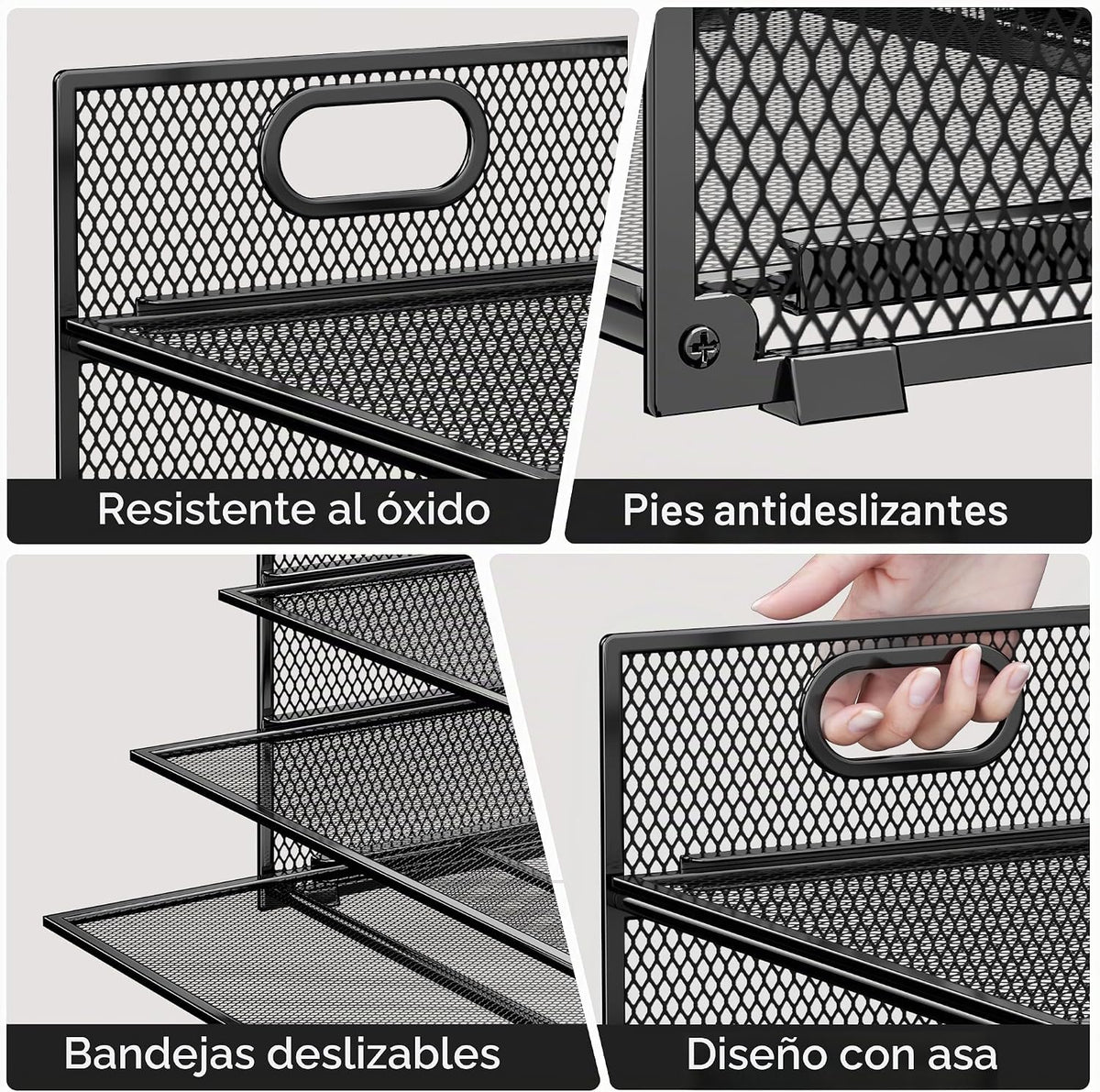 Organizador de papel de 6 niveles para escritorio con asa