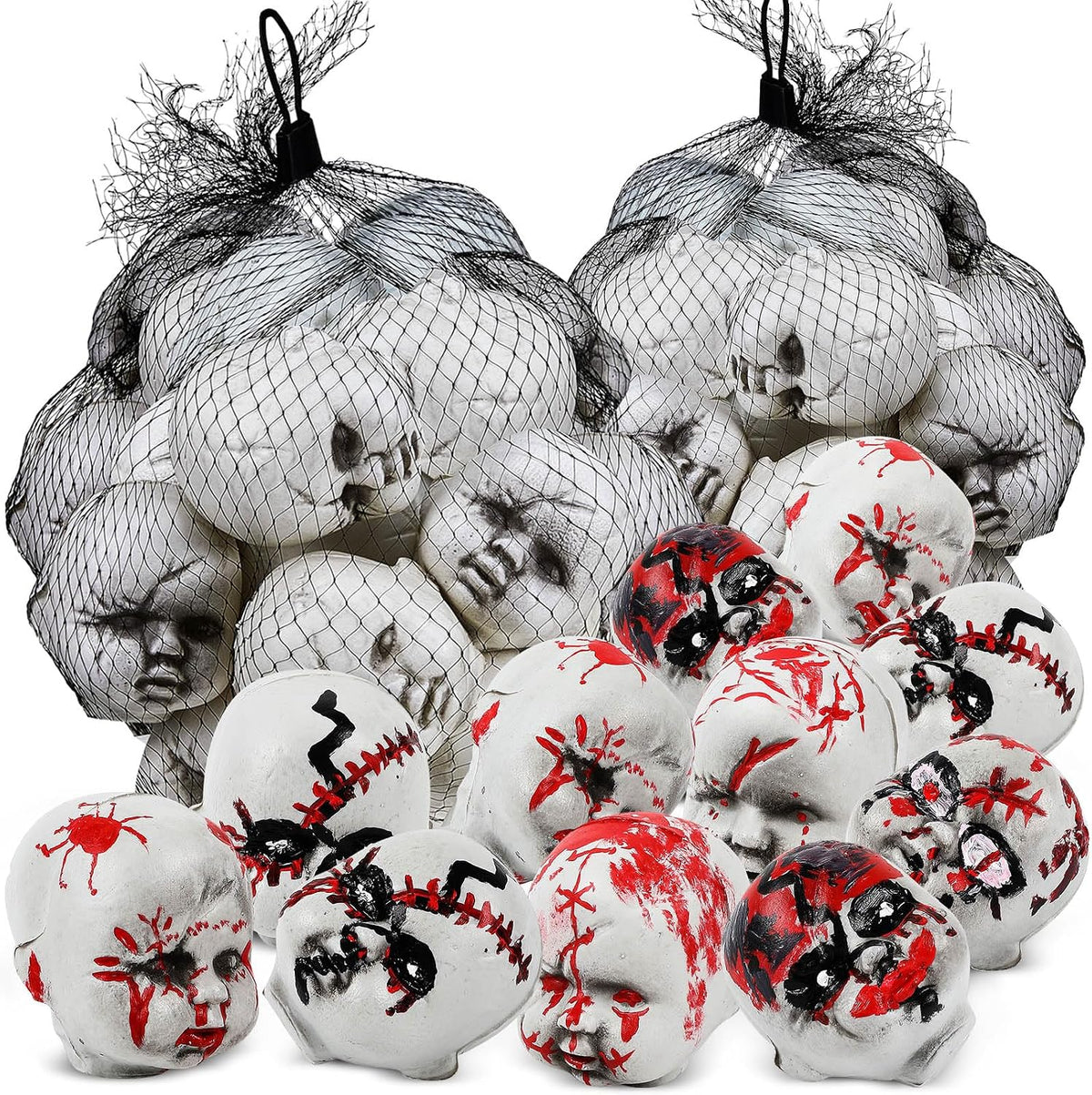 Hiboom 48 cabezas de muñeca de bebé de Halloween, plástico de miedo