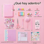 HAPPY LOLLI Pink LolliME - Kit de diario de bricolaje para adolescentes y niñas de 8 a 14 años, regalo de cumpleaños, juego de diario con cerradura de 300 piezas, artes y manualidades, álbum de recortes y diario creativo