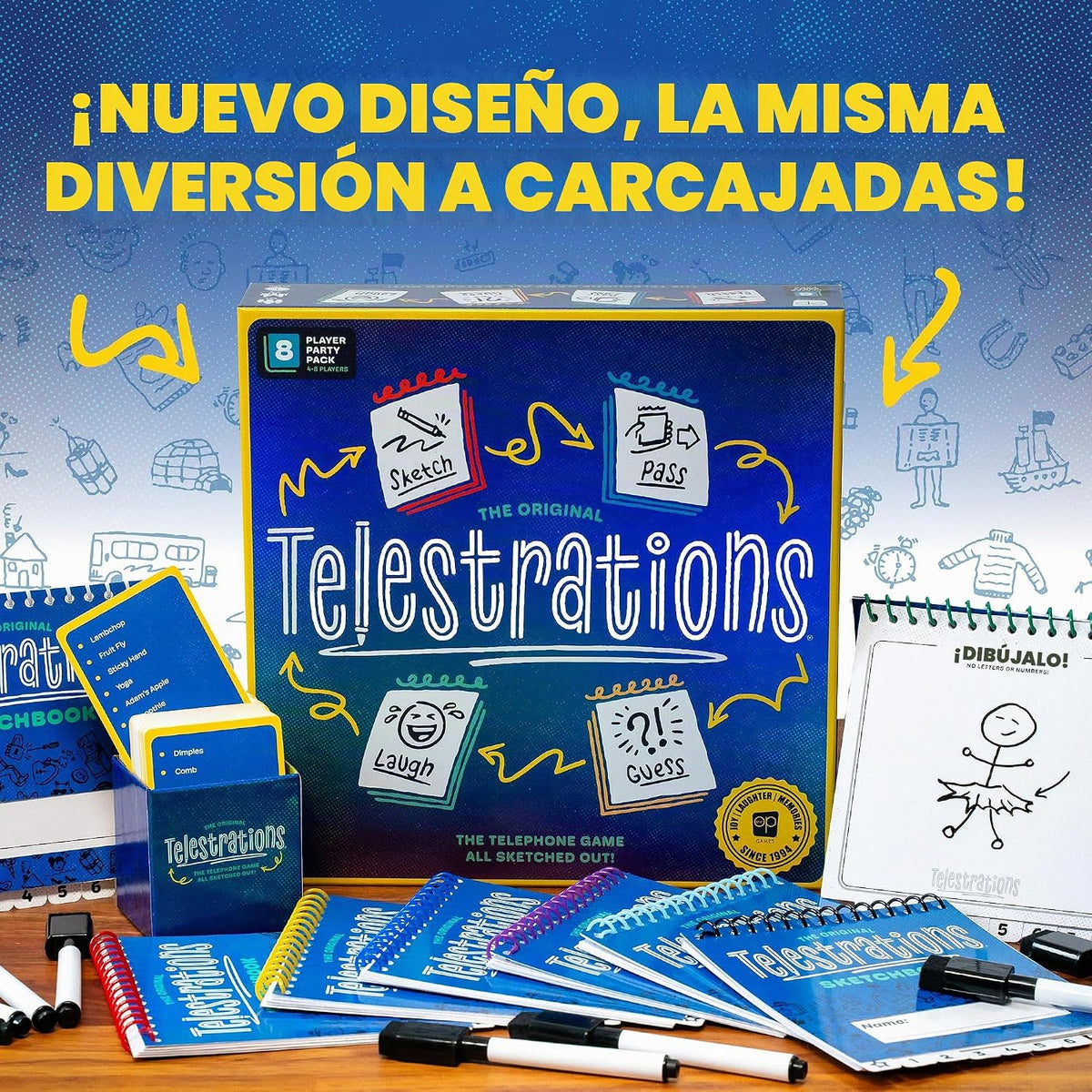 Telestrations Juego de Mesa para 8 Jugadores, un Hilarante Juego de Fiesta de Dibujar y Adivinar