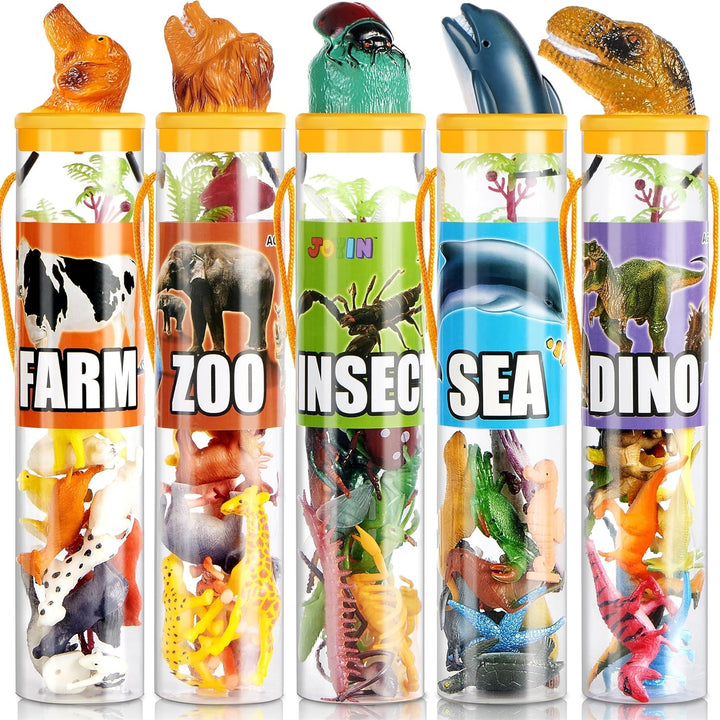 JOYIN 69 figuras de animales pequeños, mini juego de juguetes de se...
