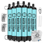 Paquete de 6 popotes de filtro de agua personal, color azul, sistema de purificación portátil para actividades al aire libre, incluyendo senderismo, campamento y pesca, accesorios de viaje