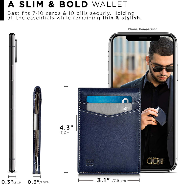 SERMAN BRANDS Money Clip Wallet - Mens Wallets slim Front Pocket RF...