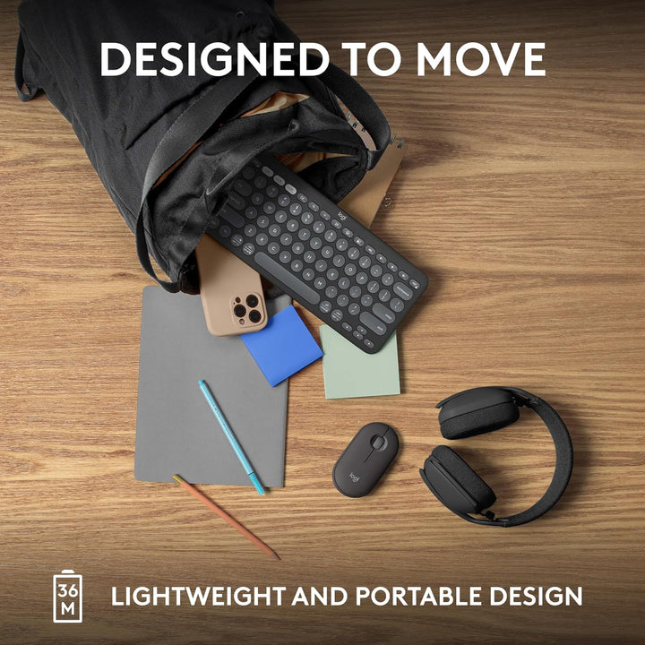Logitech Pebble Keys 2 K380s, teclado inalámbrico Bluetooth multidi...