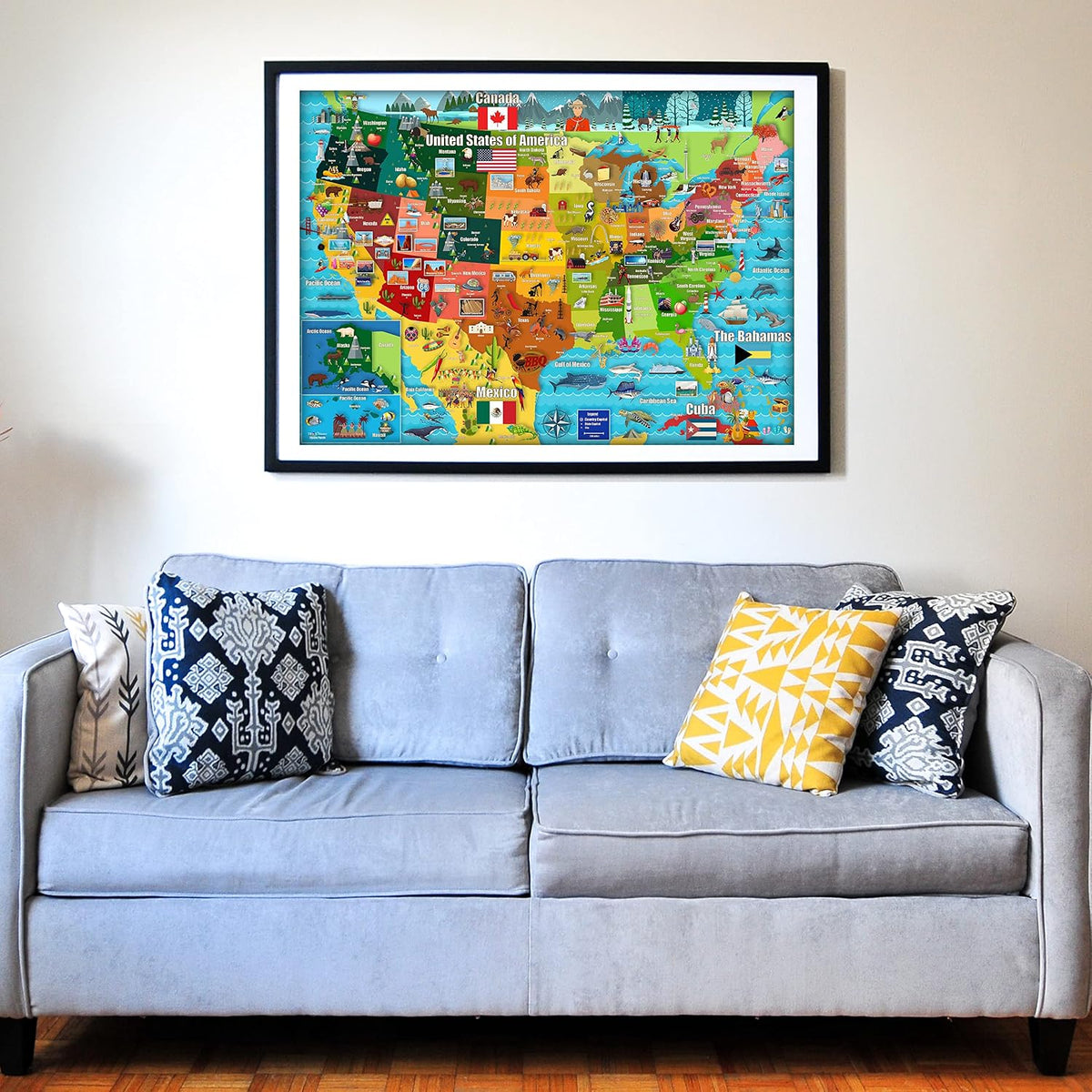 Think2Master Colorido rompecabezas de 100 piezas con mapa de Estados Unidos, ideal para familias. Gran regalo de EE. UU. 23.4 x 16.5 pulgadas