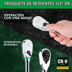 Juego de Dados SK con Carraca de 90 dientes de 1/4" de Accionamiento, 52 Piezas, SAE y Métrico