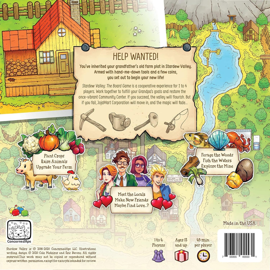 ConcernedApe Stardew Valley - Juego de mesa cooperativo para edades de 13 años o más, de 1 a 4 jugadores