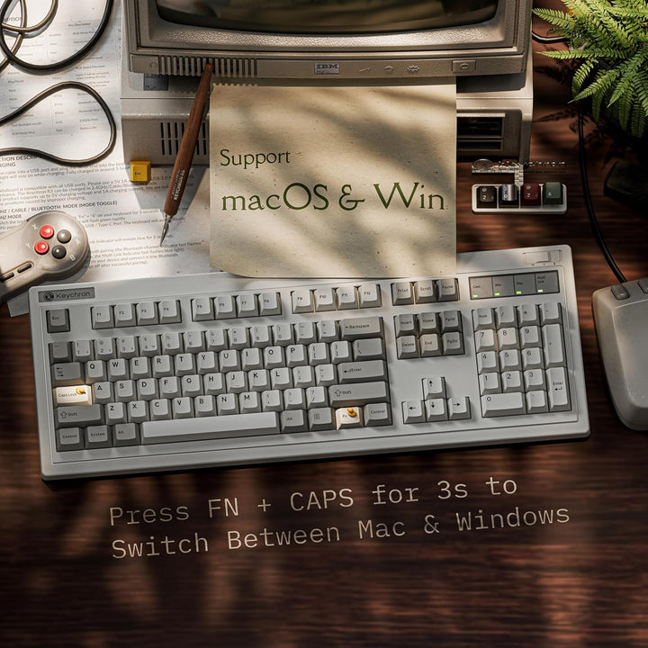 Keychron R6 - Teclado mecánico inalámbrico retro, 100% tamaño compl...