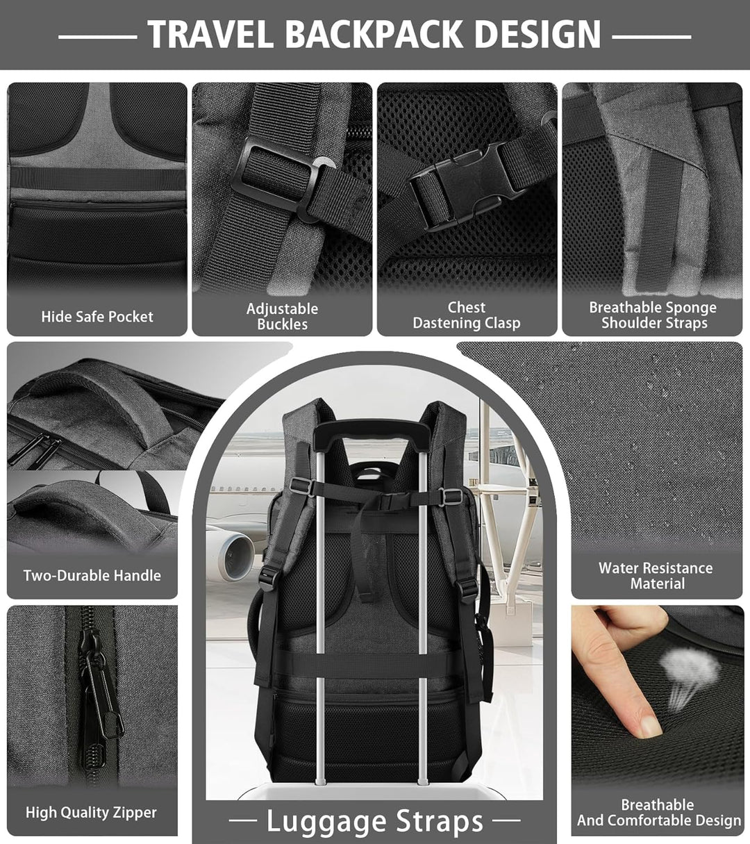 Mochila de mano espaciosa, mochila de viaje expandible de gran capa...