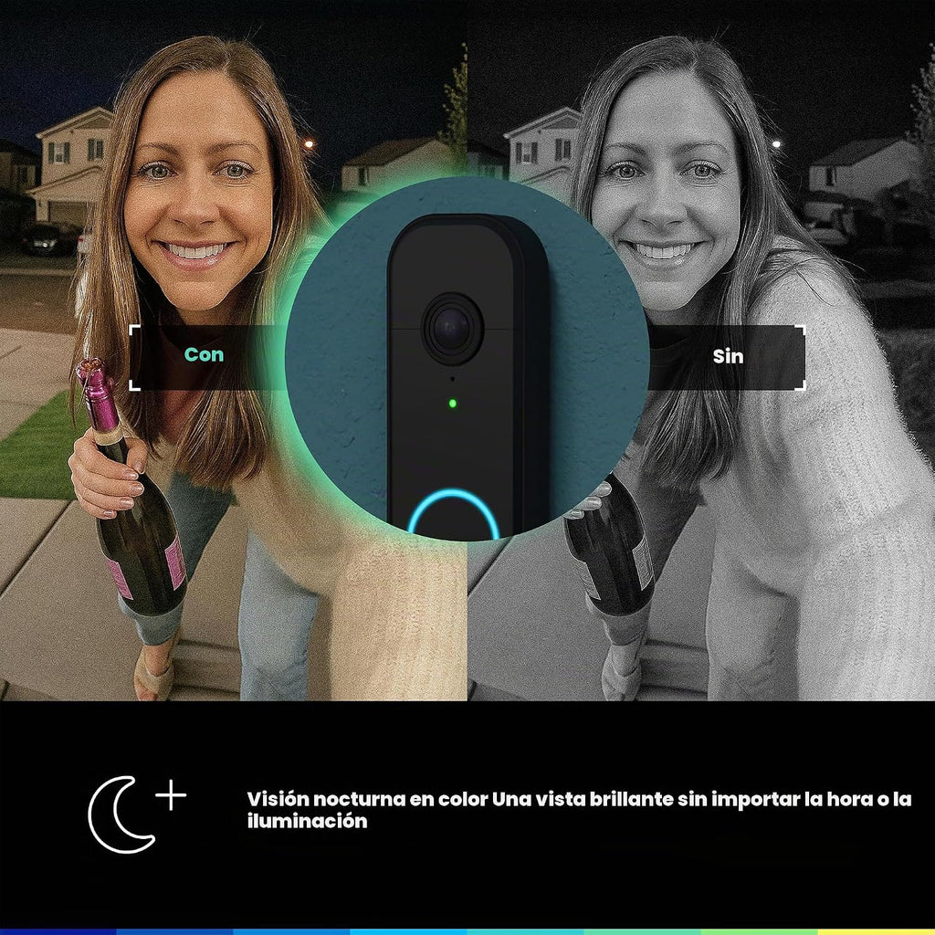 Chamberlain myQ Video Doorbell | Cámara 2K, batería/cableada, visión nocturna a color, vista en vivo con conversación bidireccional, detección de movimiento y alertas en tiempo real, vista amplia de