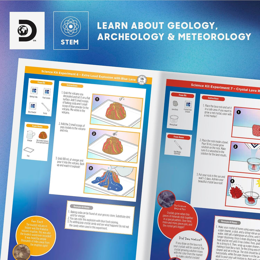Discovery™ Kit de ciencia del planeta Tierra – 65 experimentos STEM Lab para niños | Incluye volcán de bricolaje, tornado, fósiles, cristales y limo | Juguete de aprendizaje de geología