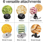 Hamilton Beach Professional Stack & Snap - Procesador de alimentos y espiralizador de verduras para rebanar, triturar y amasar, canal de alimentación extragrande de 3 pulgadas que cabe verduras