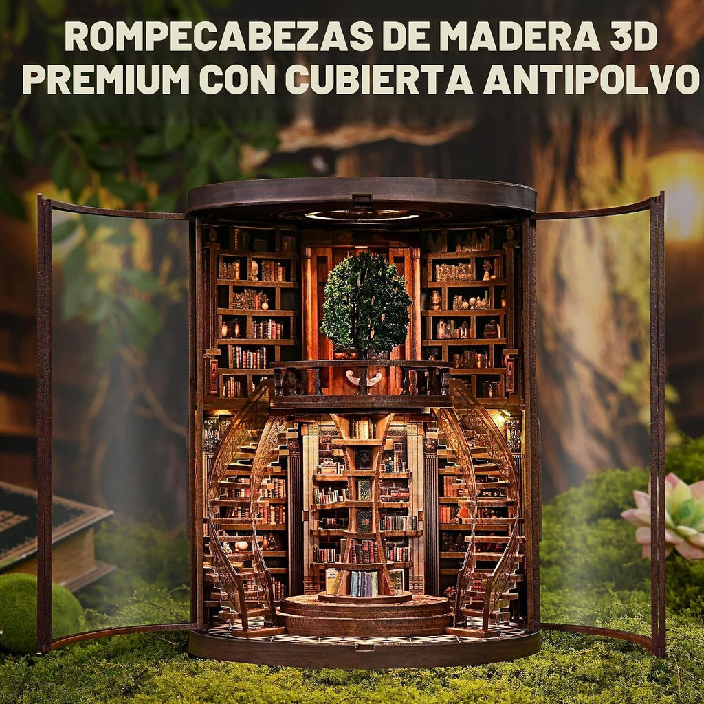 CRIOLPO Kit DIY de rincón de libros Casa en miniatura con luces LED