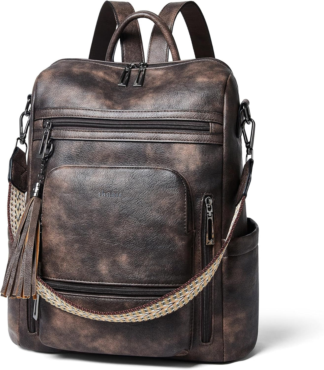 Shrrie Mochila Bolso de Cuero Vegano para Laptop para Mujeres, para...