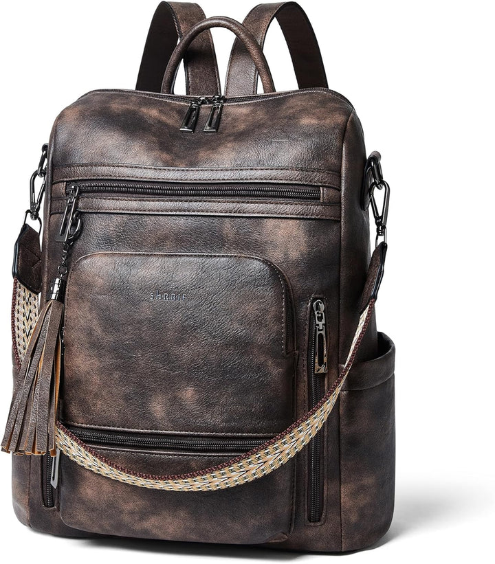 Shrrie Mochila Bolso de Cuero Vegano para Laptop para Mujeres, para...