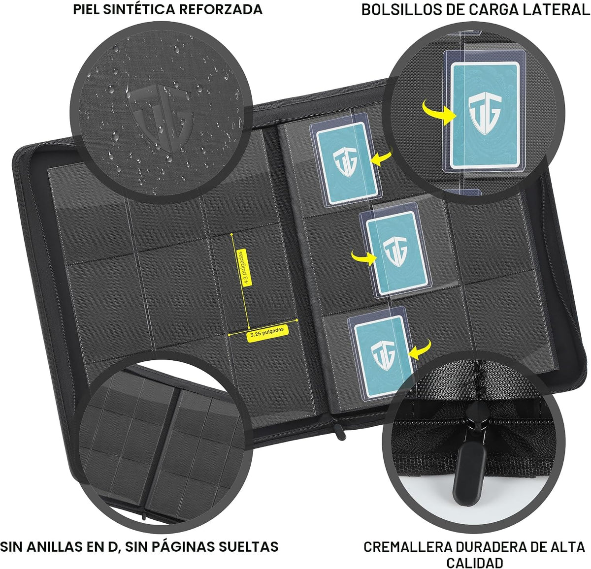 Carpeta Toploader, Contiene 216 Toploaders, Carpeta de 9 Bolsillos Top Loader con Fundas para Toploaders Rígidos de 3"x4" Fundas Duras, Carpetas Top Loader para TCG, Carpeta de Cartas MTG