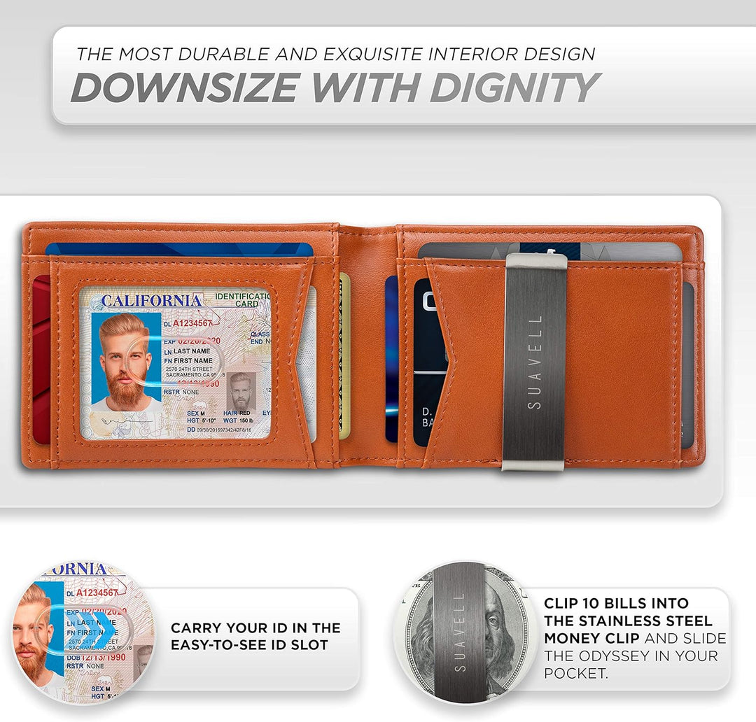 Suavell Billeteras delgadas para hombres. Cartera plegable minimali...